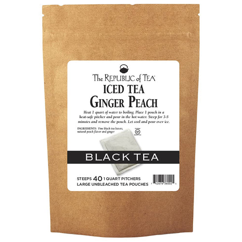 The Republic of Tea Ginger Peach Black Iced Tea Bags, 40 Large