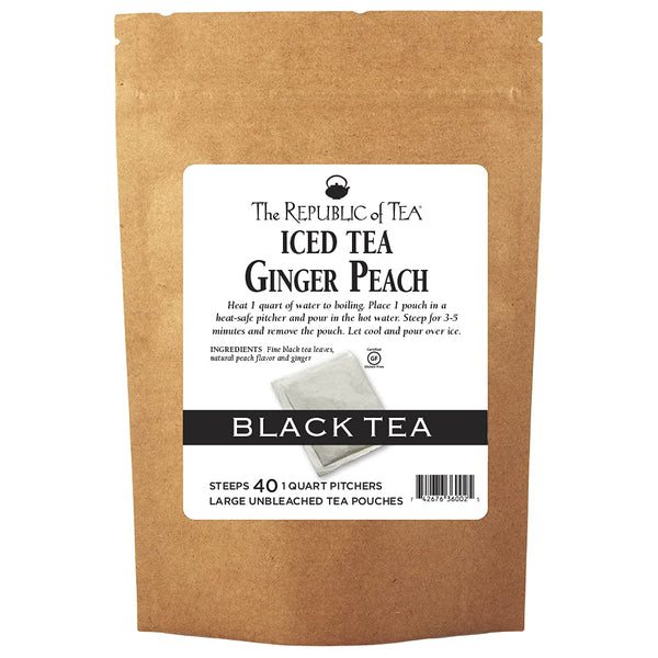 The Republic of Tea Ginger Peach Black Iced Tea Bags, 40 Large