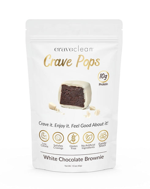 (10g), White Chocolate Brownie Pops (Full Case) Gluten-Free, High Protein Low Sugar, Guilt-Free Snack with Clean