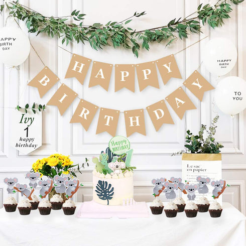 Mulukaya 24Pcs Koala Cupcake Toppers, Cake Picks for Wild Animal Birthday Wedding Party Supplies