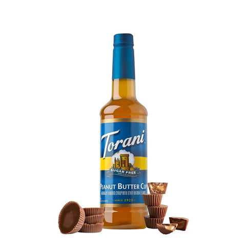 25.4 oz (Pack 4) Torani Sugar Free Peanut Butter Cup Flavored Drink Syrup, fl