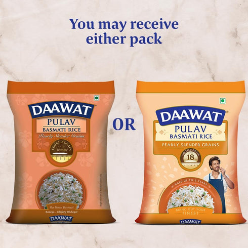 5 (11 lb) Daawat Pulav Basmati Rice | Naturally Aged Long & Slender Grains | Fluffy Non-Sticky Texture | Perfect
