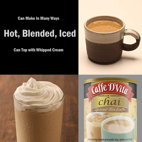 1 Lb Caffe D'Vita Spiced Chai Latte Mix - Chai Tea Latte Powder Mix, Gluten Free, Chai Tea Powder, No Cholesterol, No