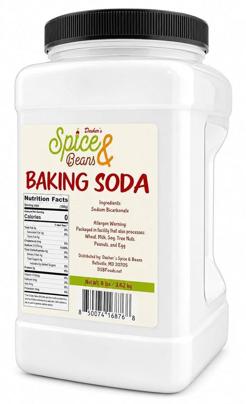 8 lb Baking Soda | Pure Sodium Bicarbonate Powder for Baking, Cleaning, Deodorizing & Household Use | By Dashers Spice