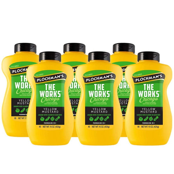 Plochmans The Works Mustard, 15 Ounce ( pack of 6)