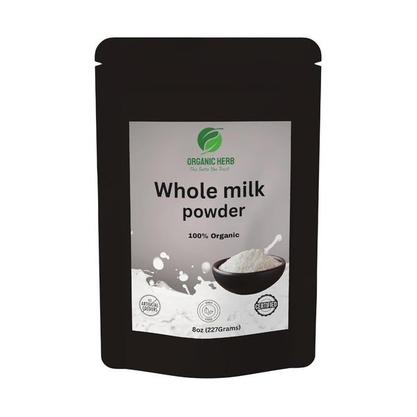 Generic Organic Herb Whole Milk Powder 8oz (227Grams) rBST Harmone Free, NON-GMO, Gluten