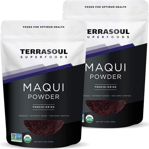 Terrasoul Superfoods Organic Maqui Berry Powder, 8 Oz (Pack of 2) - Antioxidant-Rich Superfood for Smoothies & Desserts