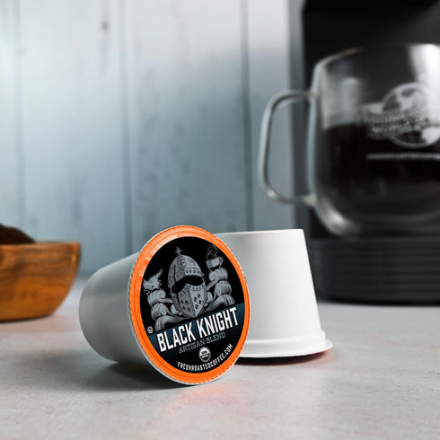 96 Fresh Roasted Coffee, Organic Black Knight | USDA, Kosher | Dark Roast Pods for K Cup Brewers