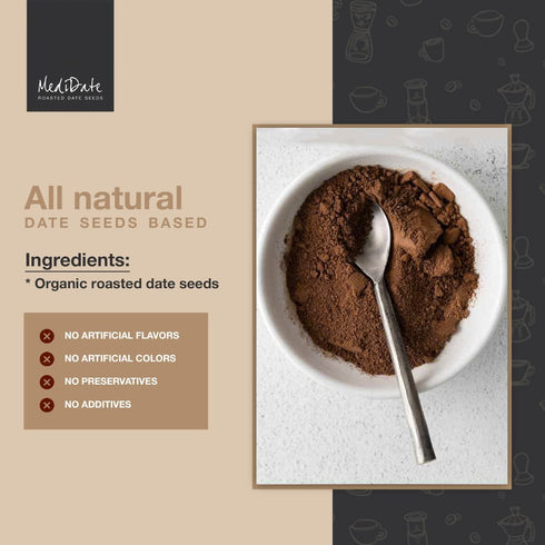 (12 oz. 25 MEDIDATE Coffee Alternative - Roasted Date Seeds - Naturally Occurring Prebiotics | Polyphenols | Caffeine