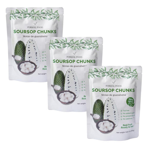 100% 8,82 Oz Pack 3) Natural Fresh Soursop (Guanabana) Real Fruit - No Added Sugar, No Preservatives - (Soursop