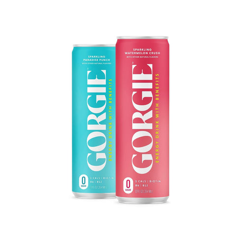 (2 Packs 12) GORGIE Watermelon - Paradise Punch Bundle, Sugar-Free Natural Energy Drink Sparkling, Healthy Energy