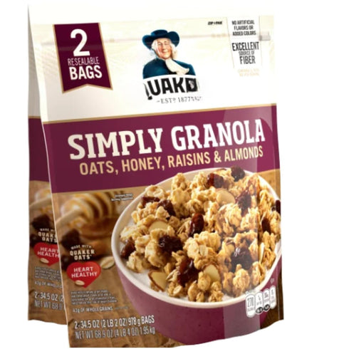 Generic Simply Oats, Honey, Raisins & Almonds Granola, 34.5 oz Bags, 2 Count