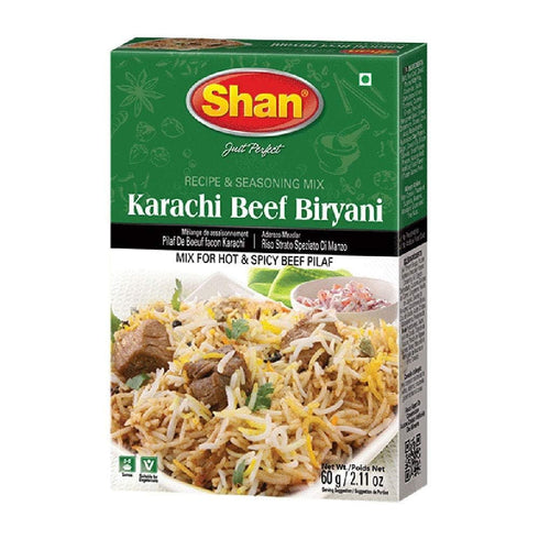 Shan Karachi Beef Biryani Recipe and Seasoning Mix 2.11 oz (60g) - Spice Powder for Hot Beef Pilaf