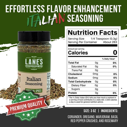 Lane's Italian Seasoning Blend, All-Natural Italian Herbs, 3 Oz (85g), Made in USA