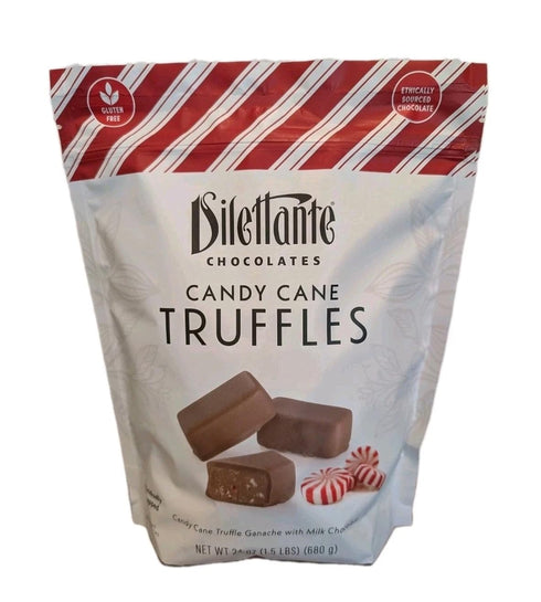 Dilettante Chocolates Candy Cane Truffles, Milk Chocolate Peppermint Ganache, Ethically Sourced, 24