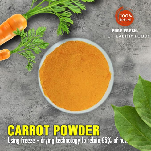 5.29 oz (150g) CARROT POWDER VIETFARMFOOD: Pure freeze-dried vegetable powder, made from real vegetables with no added
