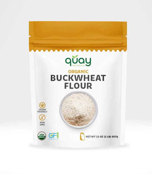 Quay Naturals Organic Buckwheat Flour, 2lbs | Gluten-Free, Non-GMO, Vegan | USA