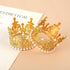 Amosfun 2pcs Mini Crown Cake Topper - Pearl Rhinestone Queen Princess Tiara for Birthday Wedding Party