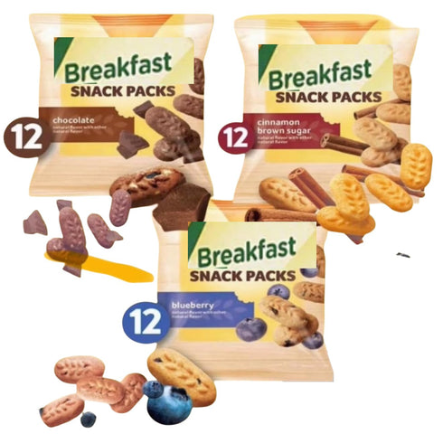 Generic Pack, 36 Count Pack Breakfast Biscuit Variety Individually Wrapped Snack Cookies, Chocolate, Cinnamon Brown