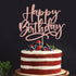 Glitter Happy Birthday Cake Topper, Rose Gold Anniversary Celebration Party Decoration Supplies for Birthday Cake