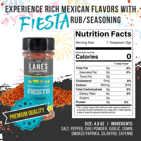 Lane's Fiesta Taco Seasoning Mix, 4.0 oz - All-Natural Keto, Mild, No MSG, Gluten Free