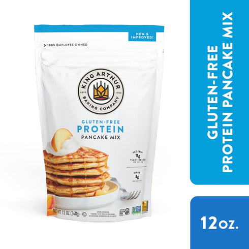 12 Oz (Pack 1) King Arthur Flour Gluten Free Protein Pancake Mix, Non-GMO Project Verified, No Sugar Added, Non-Dairy