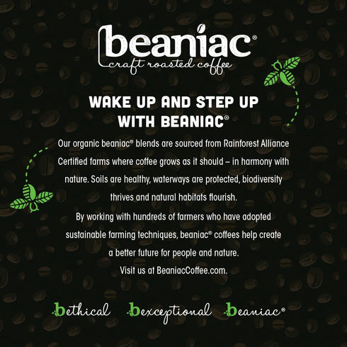 30 Count beaniac Organic Full On French Roast, Dark Roast, Single Serve Compostable K Cup Coffee Pods, Organic Arabica