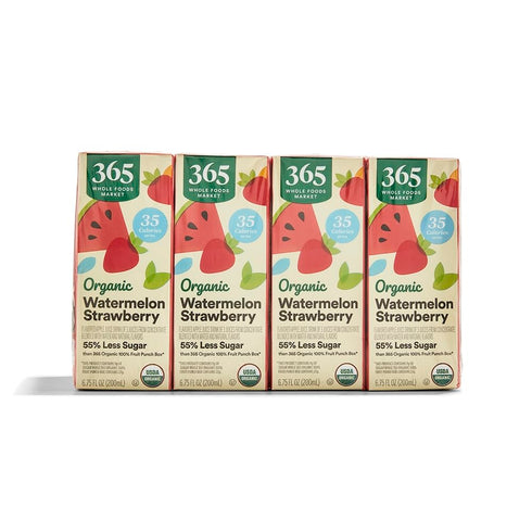 365 by Whole Foods Market, Organic Reduced Sugar Watermelon Strawberry Juice Box,
