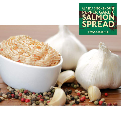 3.5 (Pack 6) Alaska Smokehouse Pepper Garlic Salmon Spread, Ounce Boxes