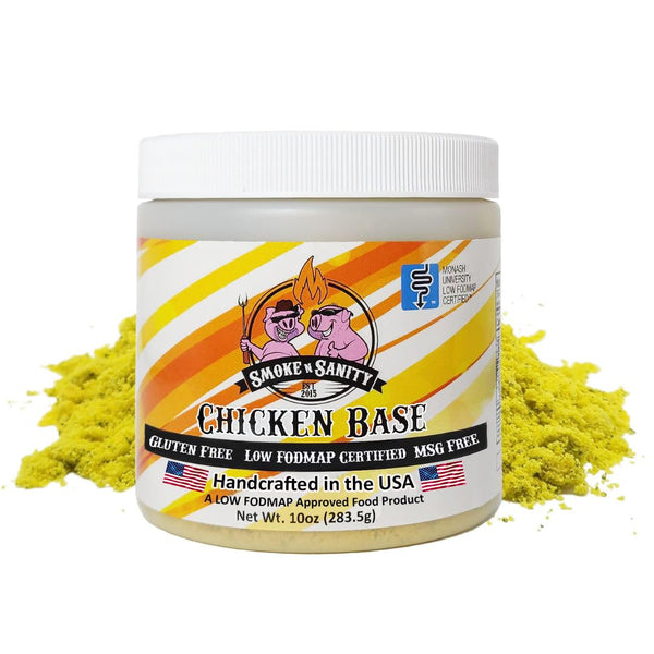 Smoke n Sanity Chicken Base, Certified Low FODMAP Seasoning, Gluten Free, 10.0 oz