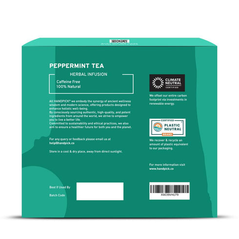 100 Count HANDPICK, Peppermint Tea, Eco-Conscious Tea Bags - | Caffeine Free, Non-GMO | Minty, Fresh & Cool flavor |