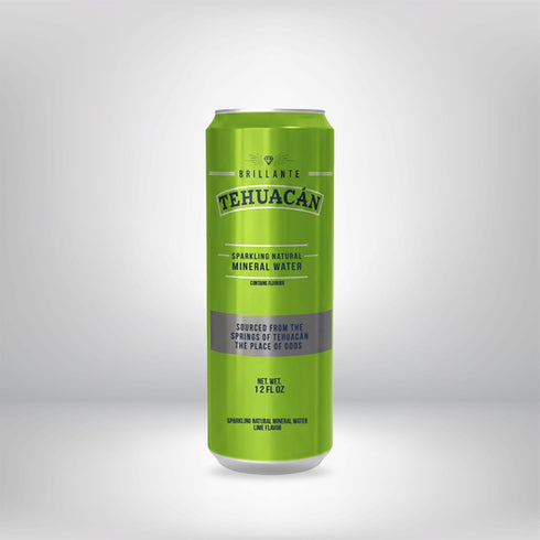 TEHUACN BRILLANTE 12oz 24 Pack Sparkling Mineral Water Original Can (Lime)