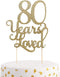 80th Birthday Glitter Cake Topper - 80th Anniversary Decoration Props, Party Favors for Celebration