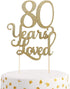 80th Birthday Glitter Cake Topper - 80th Anniversary Decoration Props, Party Favors for Celebration