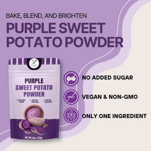 8oz La Voie Pure Purple Sweet Potato Powder - One Ingredient Ube, Vegan, Non-Gmo, Purple Yam, Food Coloring