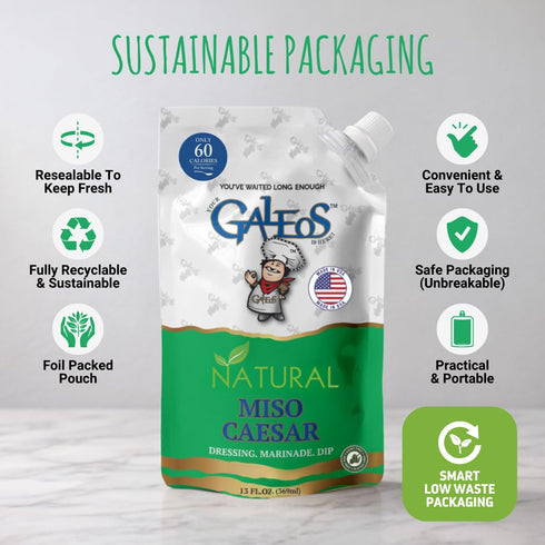 13 oz 1 Pack Galeos Miso Caesar Salad Dressing | Lower Calorie, Dairy Free, Egg Free, Gluten Free, No Saturated Fat |