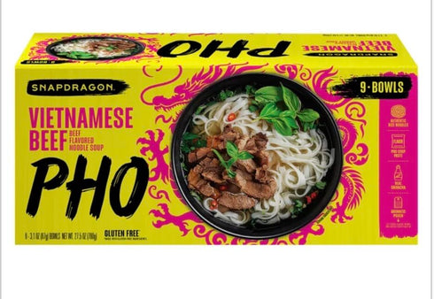 Generic Vietnamese Pho Beef Noodle Soup, Gluten Free, 9 Bowls with Chili Oil,