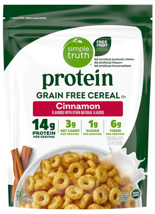SIMPLE TRUTH Protein Grain Free Cereal, Cinnamon Flavor, 14g Protein, 6g Fiber, Non-GMO, 7