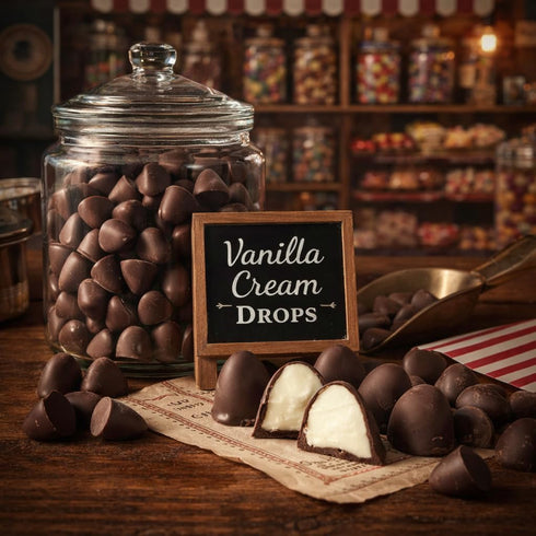 1 Old Fashioned Chocolate Covered Vanilla Creme Drops | Pound Bag | Nostalgic Chocolate Candy with Creamy Vanilla