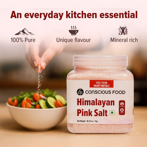 35.27 oz Conscious Food Himalayan Pink Salt, - Pure, Natural, Unrefined & Mineral-Rich, Chemical-Free Himalayan Salt