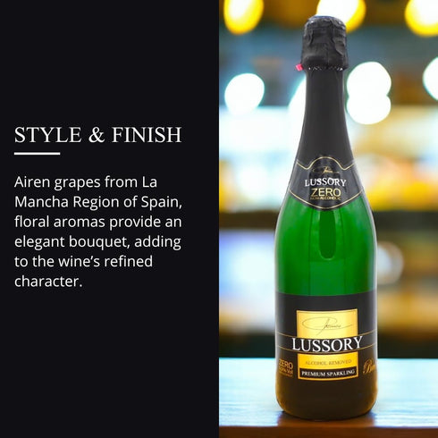 0.0% (750ml, 1 Lussory Premium Sparkling Brut Dealcoholized Non Alcoholic Wine Bubbly From Spain, Low Calories, Low