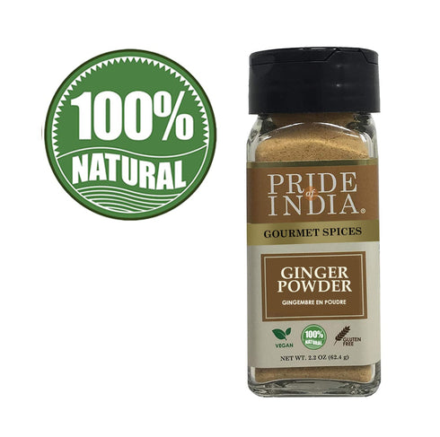 Pride of India Ginger Fine Ground, Gourmet Spice, 2.2 oz Small Dual Sifter Bottle
