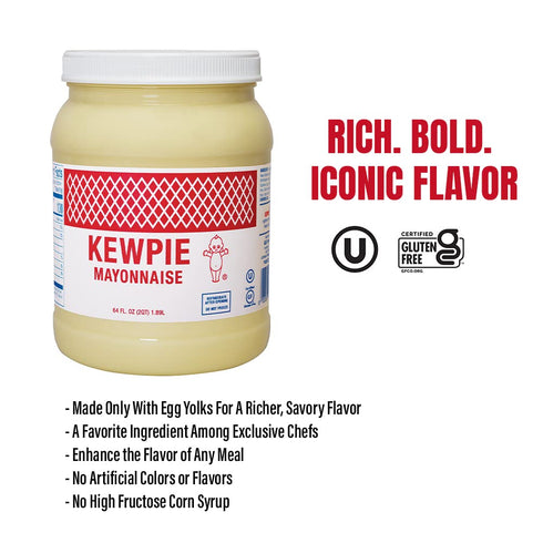 64 oz KEWPIE Mayonnaise (Product of USA), Authentic Japanese-Style Mayonnaise, Rich & Creamy Umami Flavor, Made