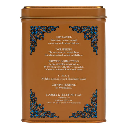 20 count Harney & Sons Salted Caramel Tea, sachet tin