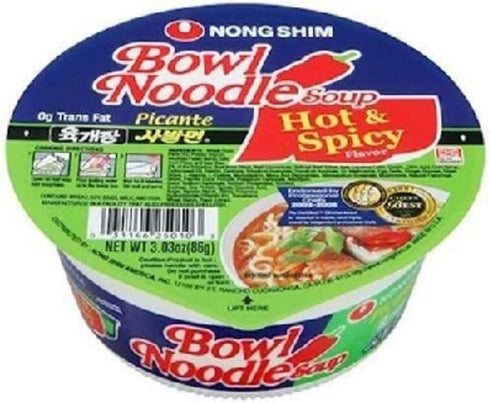 Nong Shim Bowl Noodle Hot & Spicy Soup - 12 Pack