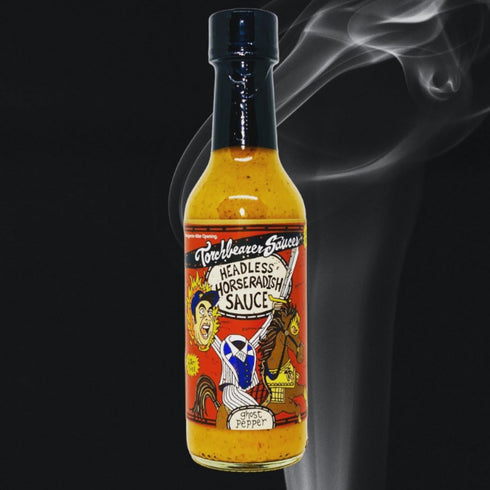 Headless Horseradish Hot Sauce by Torchbearer Sauces, 5 fl oz Bottle, Fiery Heat with Horseradish, Garlic & Mustard