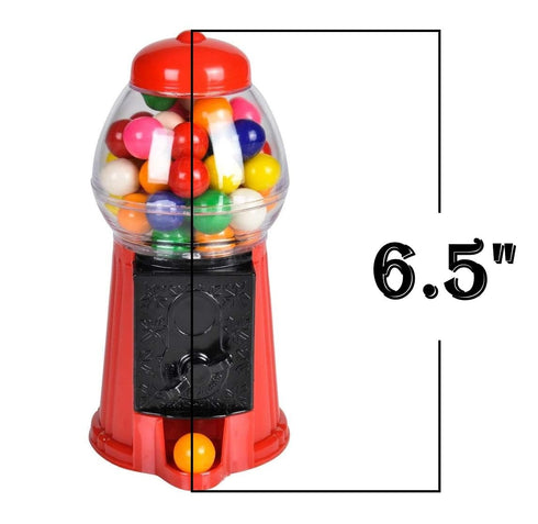 6.5 Inch Set (12 Pack) Zugar Land - Red Plastic Bubble Gum Gumball Machine Classic Toy Candy Dispensers. No Gumballs