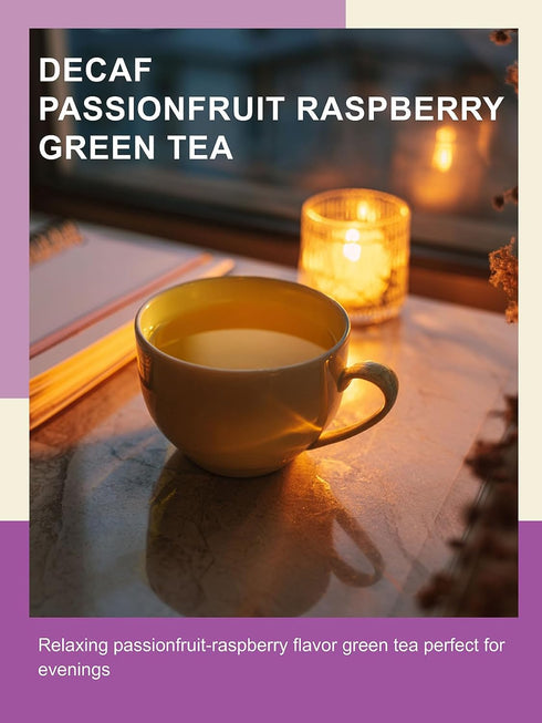 100 Count TeeLux Decaf Passionfruit Raspberry Green Tea, Passion Fruit & Raspberry Flavored Decaffeinated Green Tea