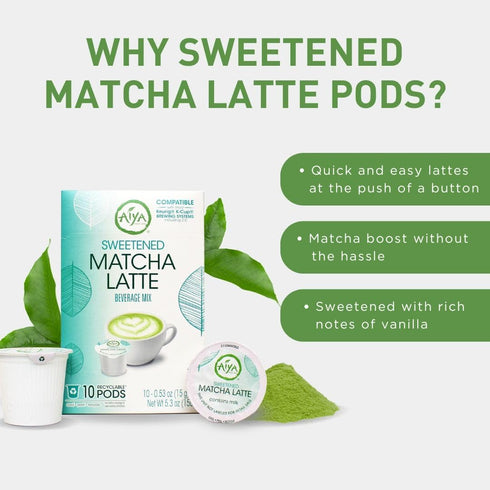 (10 Count, Aiya Creamy Matcha Latte Pods - Authentic Matcha with Rich Notes of Vanilla, Convenient Single-Serve Pods
