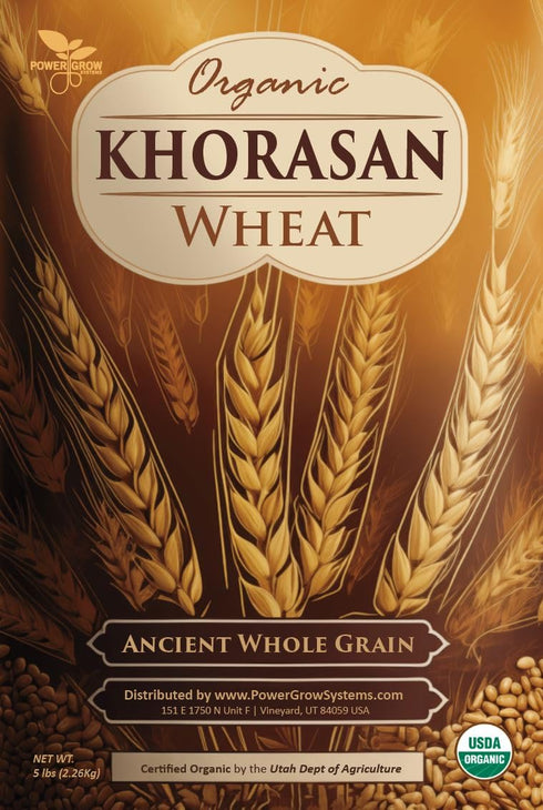 PowerGrow Systems 100% (10 Khorasan Wheat - Certified Organic Khorasan Whole Wheat Grain by PowerGrow System - Use